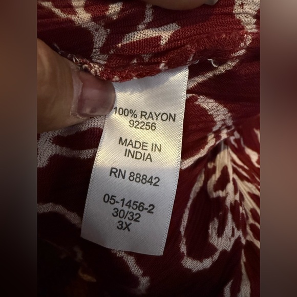 Woman Within Rayon Burgundy Floral Maxi Dress size 3X -GUC - Picture 5 of 8